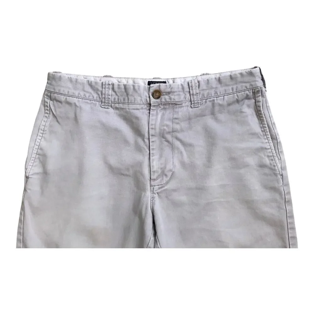 J Crew Reade Shorts Mens 31W Gray Chino 100% Cotton Flat Front Casual Preppy